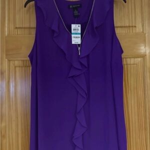 INC International Concepts vivid purple Ruffle Front V-Neck Sleeveless Camisole